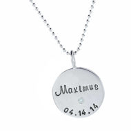 Picture of Sterling Silver 3/4" Birthstone Charm Necklace